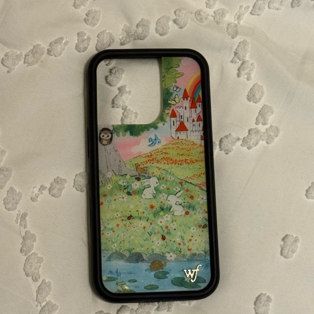 Whimsical Forest Phone Case - Black and Multicolor Iphone 16 pro